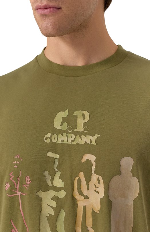 Хлопковая футболка C.P. Company 19CMTS105A005100W Хаки  19CMTS105A005100W Фото 5