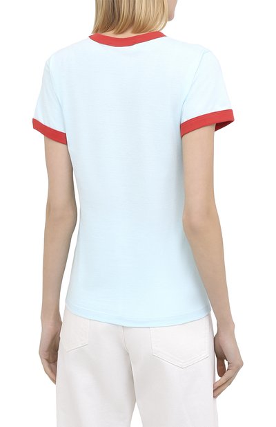 Хлопковая футболка LANVIN голубого цвета по цене 28050 руб., арт. RW-T0688J-JR34-H20, фото 4 Хлопковая футболка LANVIN, арт. RW-T0688J-JR34-H20, фото 4