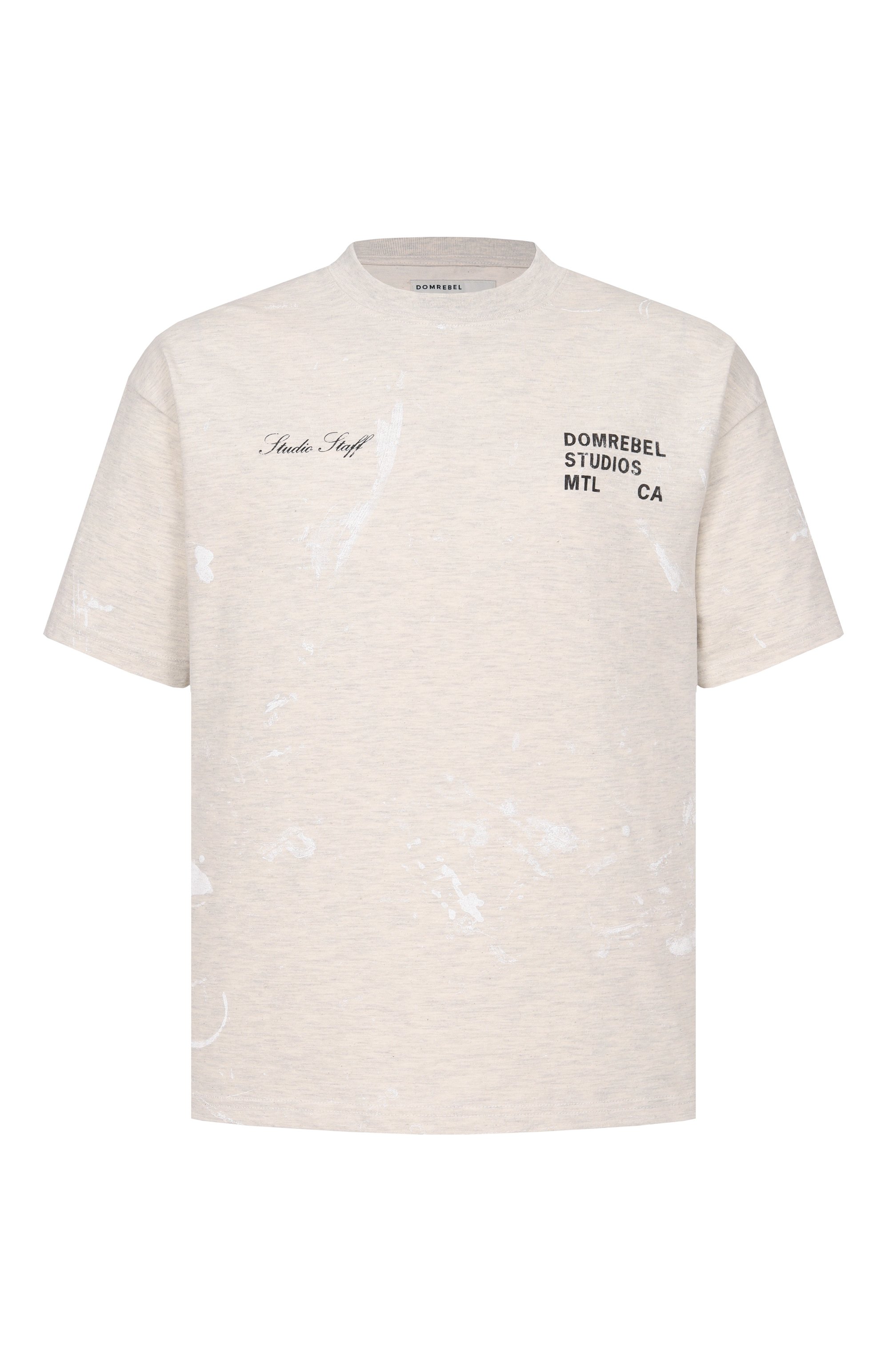 Хлопковая футболка DOMREBEL светло-бежевого цвета по цене 27450 руб., арт. M STAFF/T-SHIRT, фото 1 Хлопковая футболка DOMREBEL, арт. M STAFF/T-SHIRT, фото 1