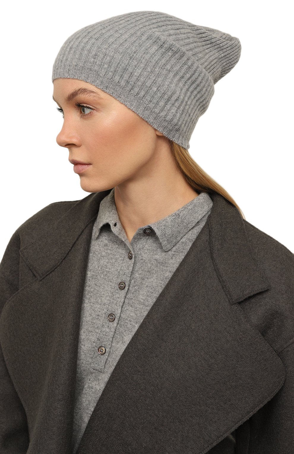 Кашемировая шапка TEGIN серого цвета по цене 12800 руб., арт. 1634, фото 2 Кашемировая шапка TEGIN, арт. 1634, фото 2