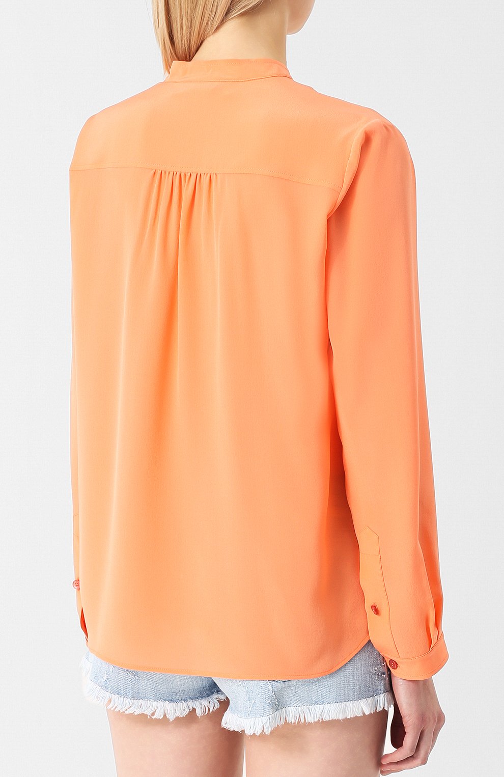 Шелковая блузка STELLA MCCARTNEY кораллового цвета по цене 69950 руб., арт. 386118/SY206, фото 4 Шелковая блузка STELLA MCCARTNEY, арт. 386118/SY206, фото 4