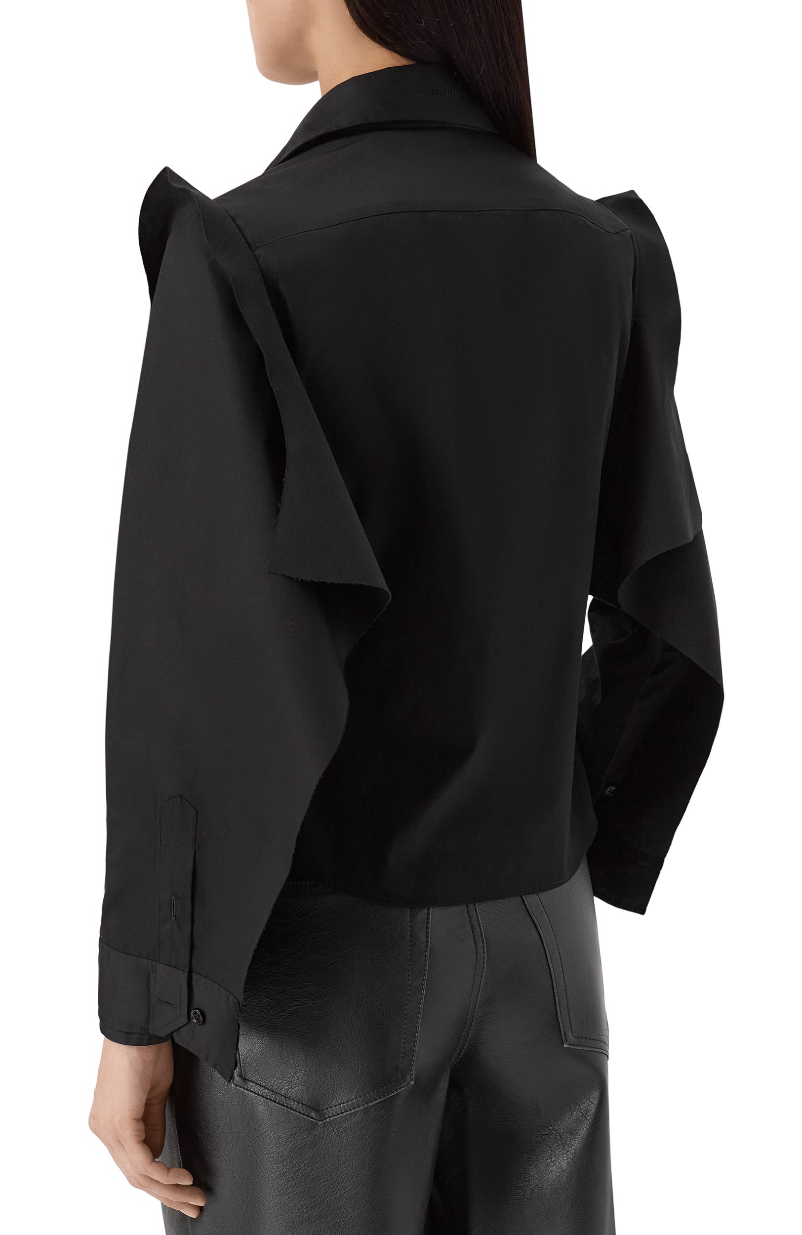 Хлопковая рубашка VETEMENTS черного цвета по цене 109500 руб., арт. WH27SH045SB, фото 4 Хлопковая рубашка VETEMENTS, арт. WH27SH045SB, фото 4