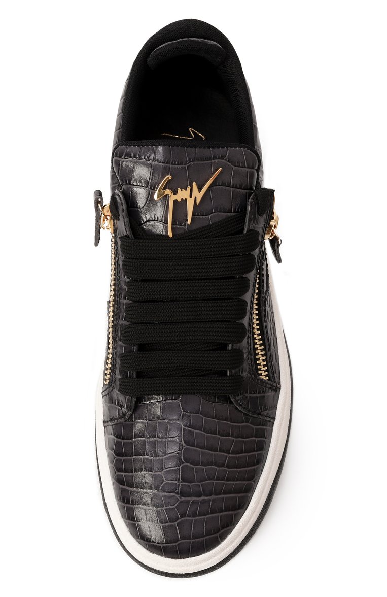 Мужские кожаные кеды GIUSEPPE ZANOTTI DESIGN черного цвета, арт. RM30063 | Фото 6 (Подошва: Массивная; Материал внешний: Натуральная кожа; Материал внутренний: Текстиль; Стили: Классический; Кросс-КТ: Низкие; Материал утеплителя: Без утеплителя)