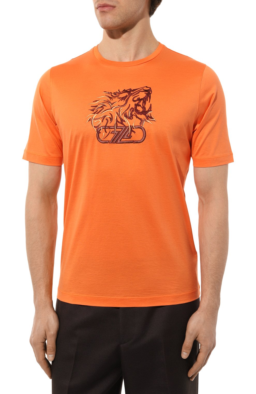 Хлопковая футболка ZILLI оранжевого цвета по цене 71650 руб., арт. MBZ-NT580-LE0N1/MC01, фото 3 Хлопковая футболка ZILLI, арт. MBZ-NT580-LE0N1/MC01, фото 3