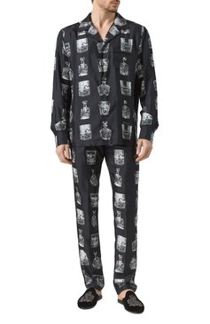 Мужские шелковые домашние брюки DOLCE & GABBANA черного цвета, арт. GVCRAT/HI1V0 | Фото 2 (Длина (брюки, джинсы): Стандартные; Материал внешний: Шелк; Материал сплава: Проставлено; Драгоценные камни: Проставлено; Кросс-КТ: домашняя одежда)