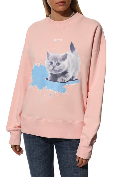 Хлопковый свитшот MSGM розового цвета по цене 23800 руб., арт. 3241MDM162 227299, фото 3 Хлопковый свитшот MSGM, арт. 3241MDM162 227299, фото 3