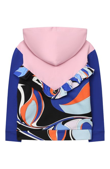 Детский хлопковая толстовка EMILIO PUCCI разноцветного цвета, арт. 9N4070/NE020/10-14 | Фото 2 (Рукава: Длинные; Материал внешний: Хлопок; Девочки Кросс-КТ: Толстовка-одежда; Ростовка одежда: 10 - 11 лет | 140 - 146см)