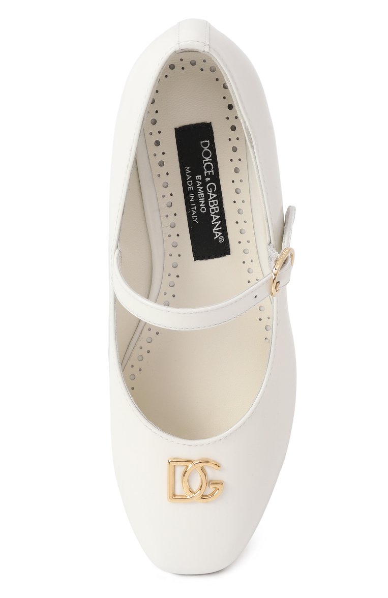 Детские кожаные туфли DOLCE & GABBANA белого цвета, арт. D11034/A1328/24-28 | Фото 4 (Материал внешний: Натуральная кожа; Материал внутренний: Натуральная кожа; Нос: Не проставлено; Автоматизация состава: Проставлено)