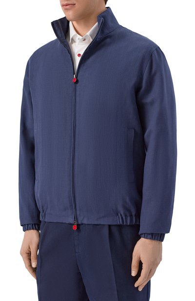 Бомбер из шелка и льна KITON темно-синего цвета по цене 652500 руб., арт. UW2407V0848H, фото 3 Бомбер из шелка и льна KITON, арт. UW2407V0848H, фото 3