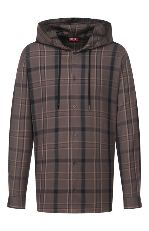 Рубашка из хлопка и вискозы Diesel A20068/0BKBT Коричневый A20068/0BKBT