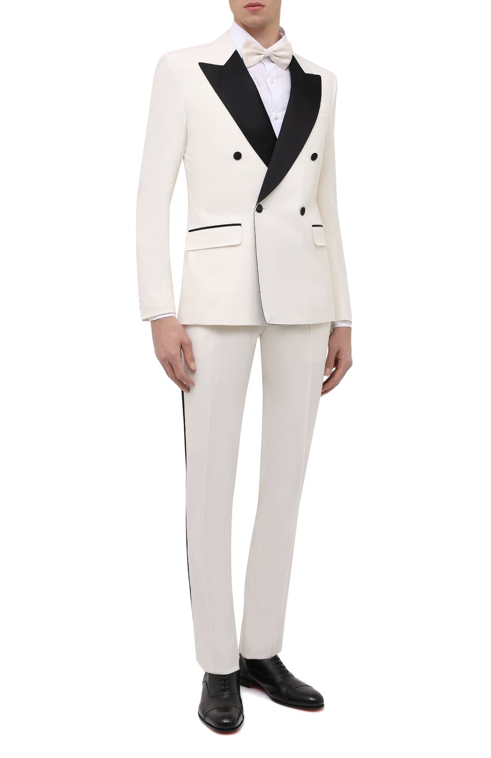 Смокинг из шерсти и шелка DOLCE & GABBANA белого цвета по цене 323500 руб., арт. GKHYMT/FUBE7, фото 1 Смокинг из шерсти и шелка DOLCE & GABBANA, арт. GKHYMT/FUBE7, фото 1