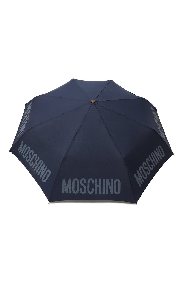 Мужской складной зонт MOSCHINO темно-синего цвета, арт. 8064-0PENCL0SE | Фото 1 (Материал: Текстиль, Синтетический материал, Металл; Материал сплава: Проставлено; Нос: Не проставлено)
