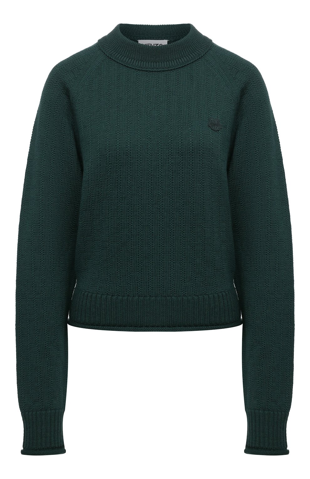 Шерстяной пуловер KENZO зеленого цвета по цене 38500 руб., арт. FB62PU6313TB, фото 1 Шерстяной пуловер KENZO, арт. FB62PU6313TB, фото 1