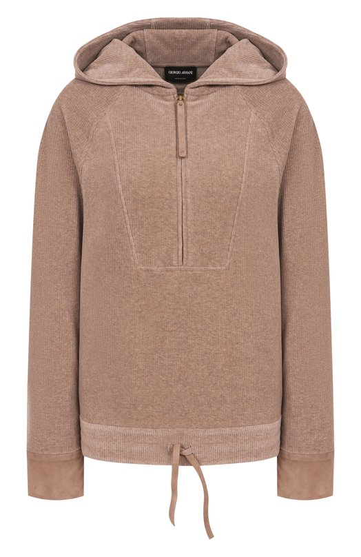 Худи из хлопка и кашемира Giorgio Armani GW002418/AF19786 Бежевый GW002418/AF19786