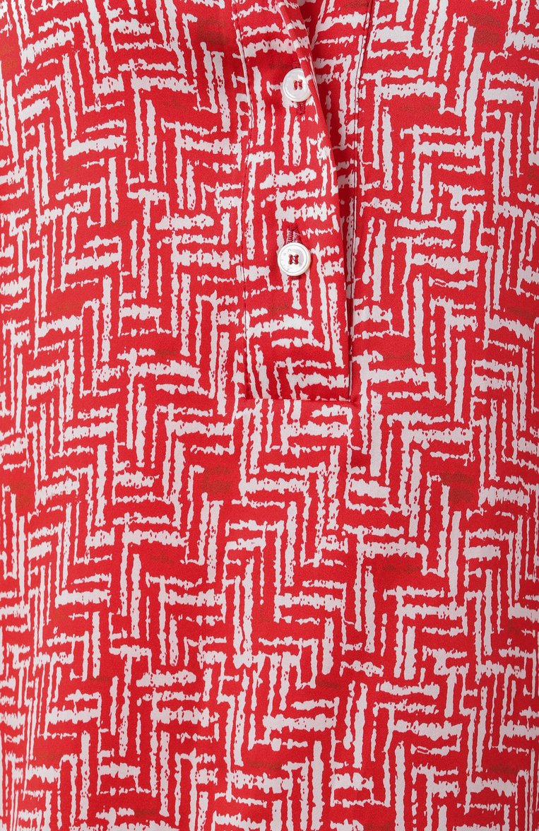 Женская шелковая блузка KITON красного цвета, арт. D51411K0964E02 | Фото 6 (Материал внешний: Шелк; Длина (для топов): Удлиненные; Драгоценные камни: Проставлено; Рукава: 3/4; Материал сплава: Проставлено; Стили: Кэжуэл; Принт: С принтом; Женское Кросс-КТ: Блуза-одежда; Кросс-КТ: костюм)