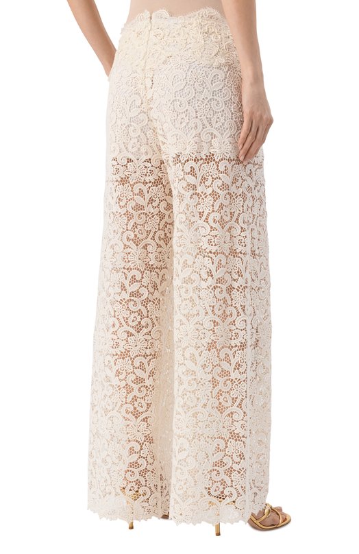 Хлопковые брюки Ermanno Scervino D464P613FDHGJ Кремовый  D464P613FDHGJ Фото 4