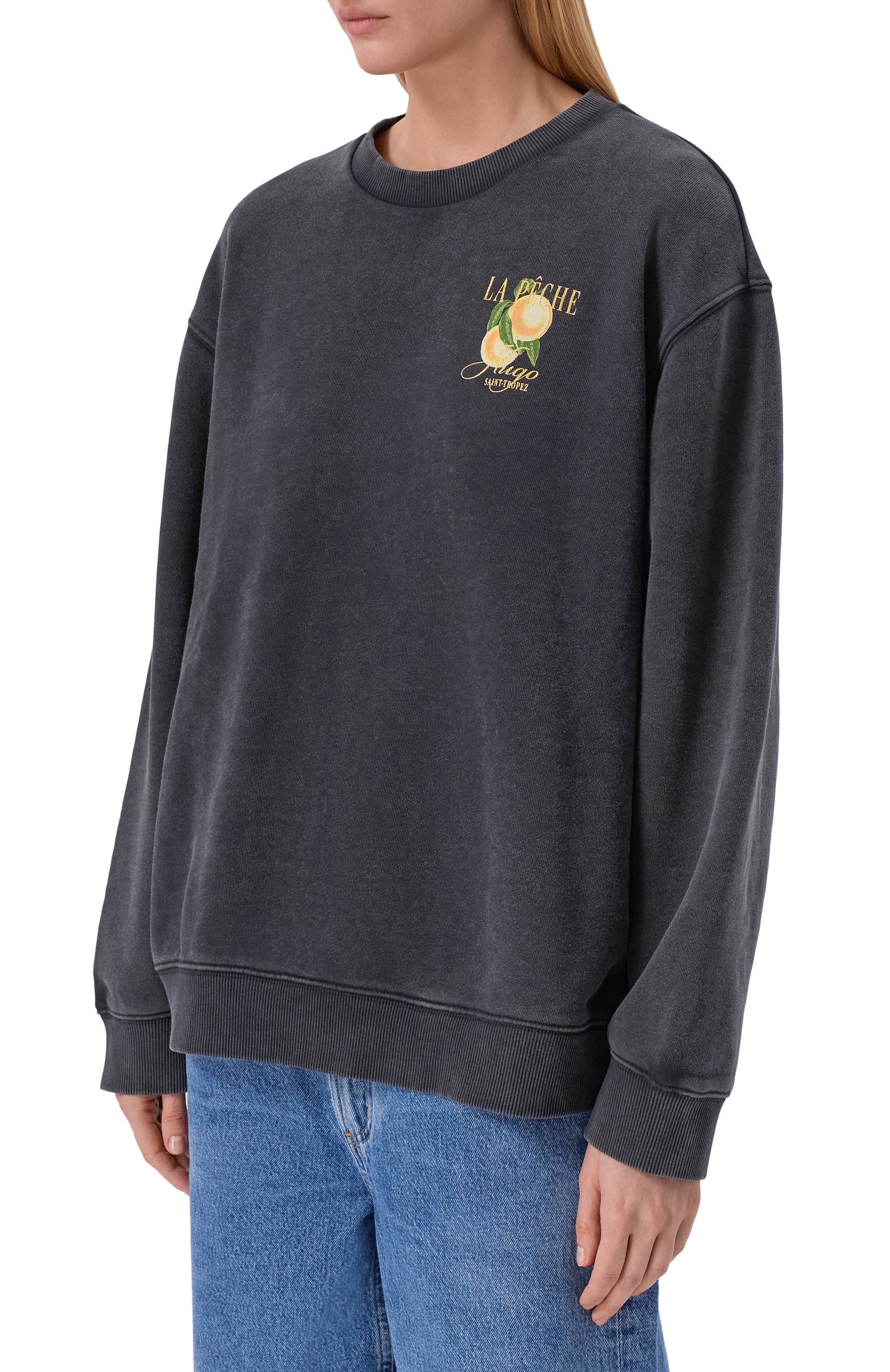 Хлопковый свитшот HUGO темно-серого цвета по цене 16550 руб., арт. 50561270, фото 3 Хлопковый свитшот HUGO, арт. 50561270, фото 3