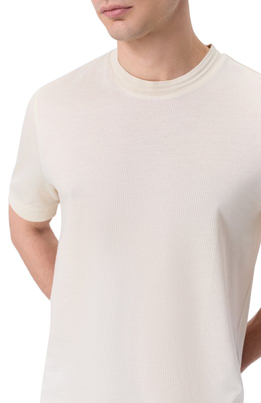 Футболка из хлопка и лиоцелла BOSS 50554626 Кремовый  50554626 Фото 5