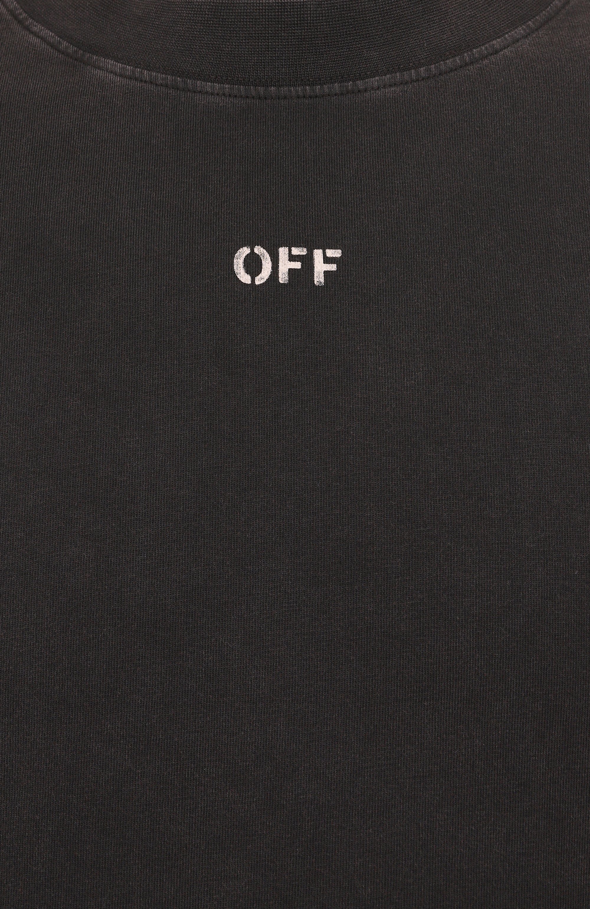 Хлопковая футболка OFF-WHITE темно-серого цвета по цене 59700 руб., арт. 0MAA120S25JER00I, фото 6 Хлопковая футболка OFF-WHITE, арт. 0MAA120S25JER00I, фото 6