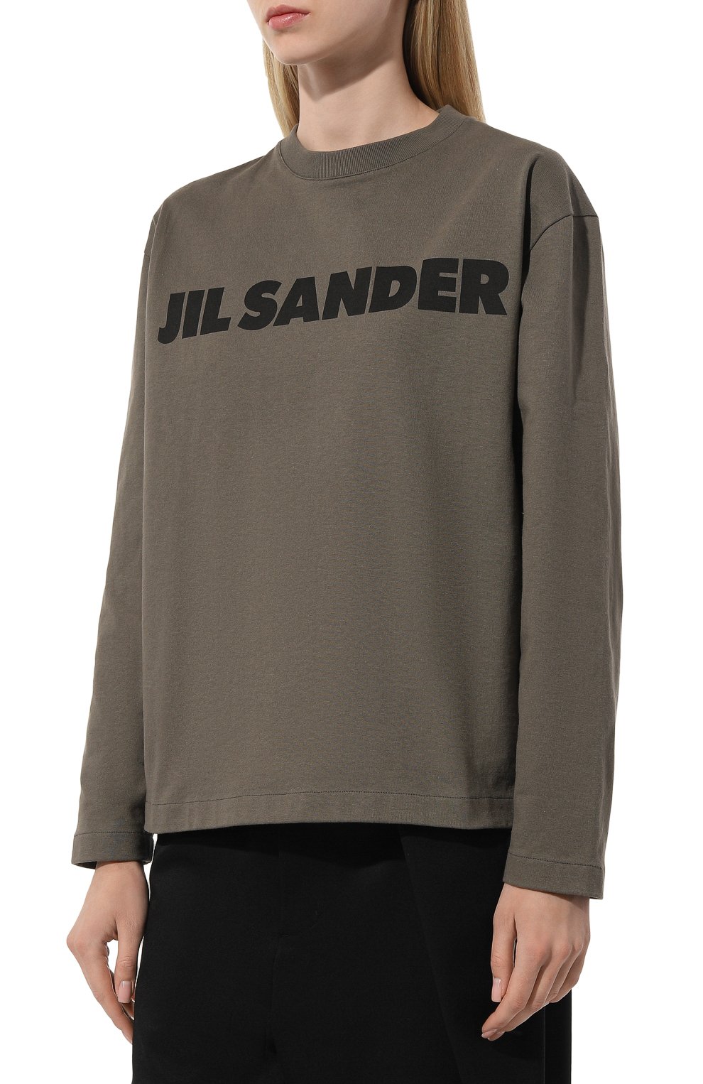 Хлопковый лонгслив JIL SANDER хаки цвета по цене 52750 руб., арт. J02GC0107/J20215, фото 3 Хлопковый лонгслив JIL SANDER, арт. J02GC0107/J20215, фото 3
