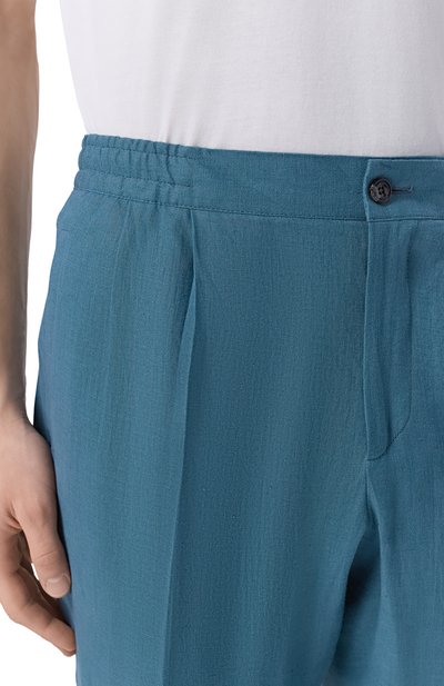 Льняные брюки KITON голубого цвета по цене 196500 руб., арт. UPN01H09690, фото 5 Льняные брюки KITON, арт. UPN01H09690, фото 5