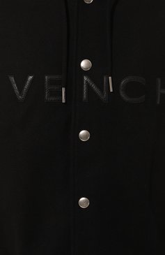 Мужской комбинированный бомбер GIVENCHY черного цвета, арт. BM00XX/6Y16 | Фото 5 (Рукава: Длинные; Длина (верхняя одежда): Короткие; Материал подклада: Купро; Материал сплава: Проставлено; Материал внешний: Шерсть; Драгоценные камни: Проставлено; Кросс-КТ: бомбер; Принт: С принтом; Мужское Кросс-КТ: шерсть и кашемир; Стили: Спорт-шик)