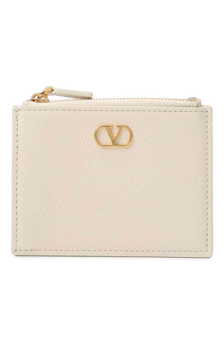 Женский кожаный футляр для кредитных карт VALENTINO кремового цвета, арт. 6W2P0AK9/SNP | Фото 1 (Нос: Не проставлено; Материал: Натуральная кожа)