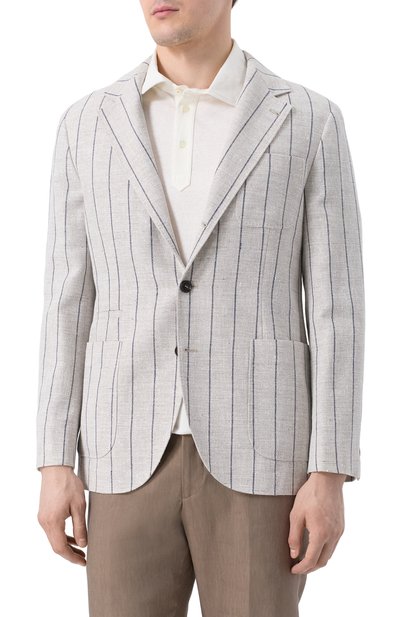 Пиджак изо льна и хлопка BRUNELLO CUCINELLI, арт. MR4747BND, фото 4