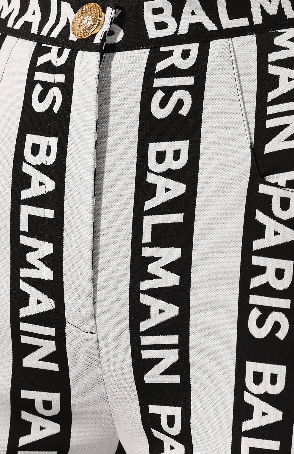 Хлопковые брюки BALMAIN черно-белого цвета по цене 118500 руб., арт. RF15222/C051, фото 5 Хлопковые брюки BALMAIN, арт. RF15222/C051, фото 5