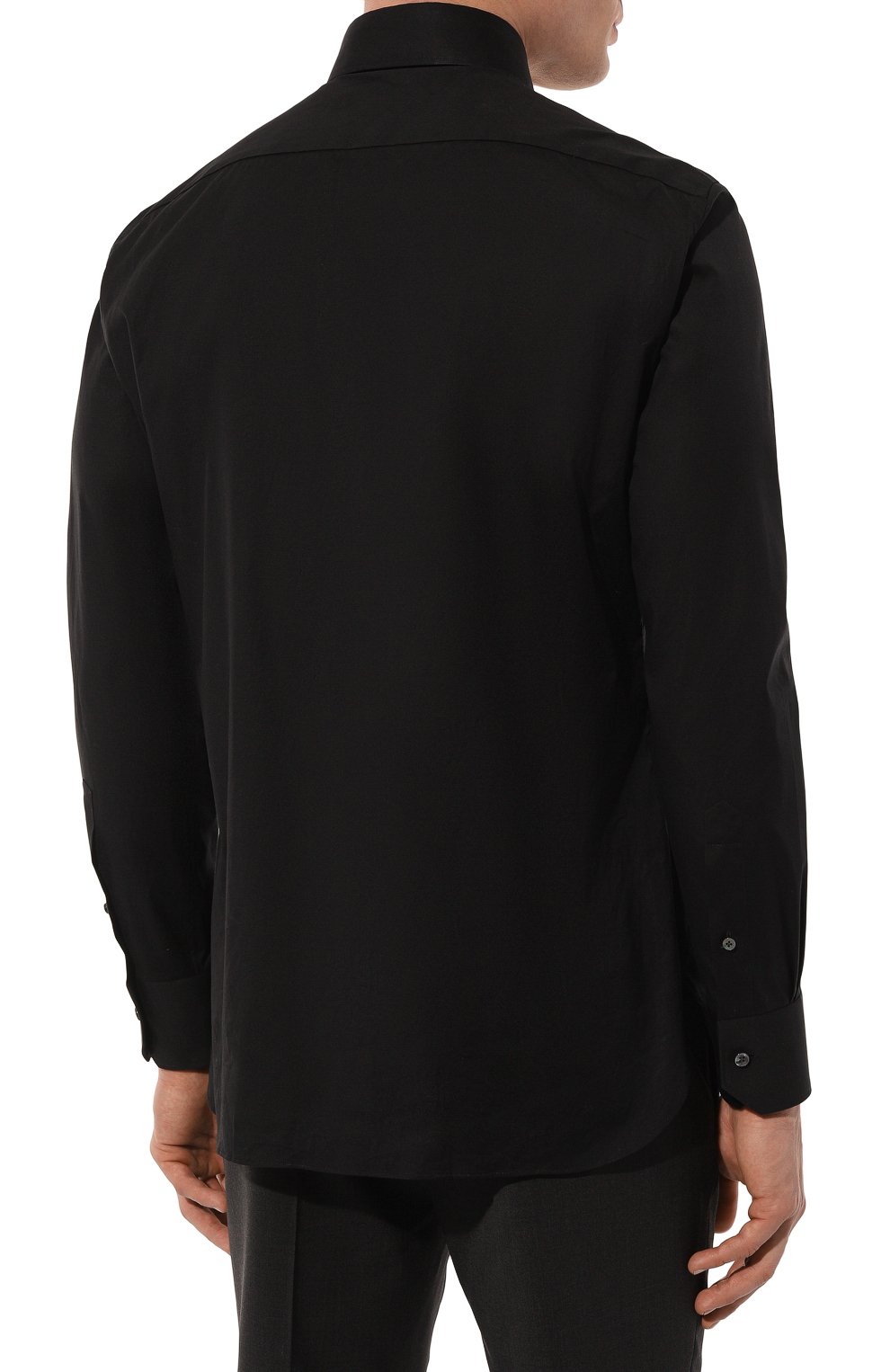 Хлопковая сорочка ZEGNA черного цвета по цене 41250 руб., арт. 704104A7/9MS0BA, фото 4 Хлопковая сорочка ZEGNA, арт. 704104A7/9MS0BA, фото 4