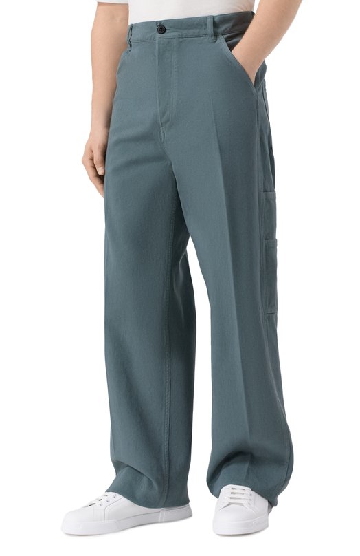 Хлопковые брюки Dries Van Noten 020934-2043-506 Голубой  020934-2043-506 Фото 3