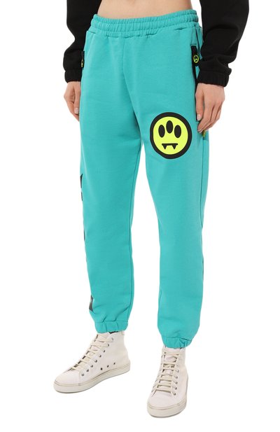 Хлопковые джоггеры BARROW бирюзового цвета по цене 23750 руб., арт. 034108_W, фото 3 Хлопковые джоггеры BARROW, арт. 034108_W, фото 3
