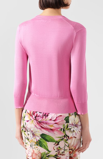 Шелковый кардиган DOLCE & GABBANA розового цвета по цене 92300 руб., арт. FX762T/JASKF, фото 4 Шелковый кардиган DOLCE & GABBANA, арт. FX762T/JASKF, фото 4