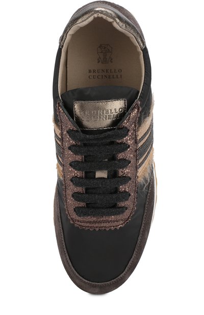 Комбинированные кроссовки с глиттером на шнуровке BRUNELLO CUCINELLI, арт. MZ30G1254, фото 5