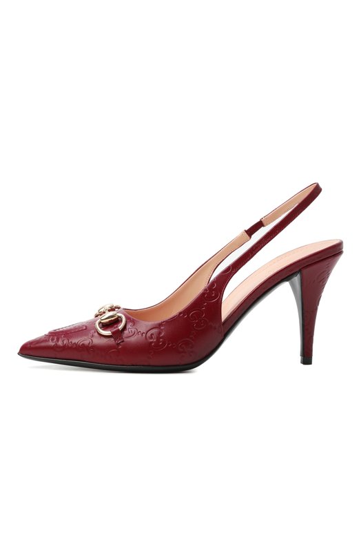 Кожаные туфли Horsebit Gucci 792065/AAEGJ Бордовый  792065/AAEGJ Фото 4