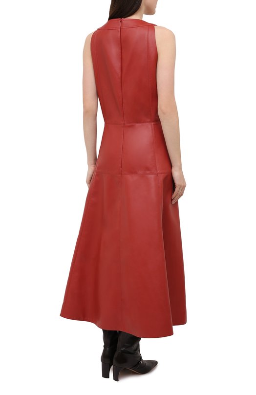 Кожаное платье Oscar de la Renta Коричневый, фото 4