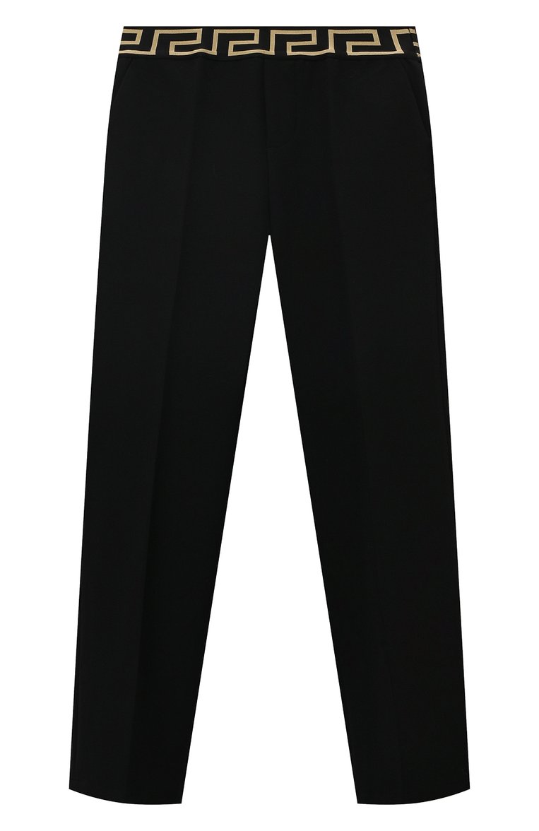 Детские брюки VERSACE черного цвета, арт. 1011367/1A03401/8A-14A | Фото 1 (Материал внешний: Синтетический материал; Нос: Не проставлено; Стили: Классический; Ростовка одежда: 16 лет | 164 см, 8 лет | 128 см, 12 лет | 152 см, 10 - 11 лет | 140 - 146см)