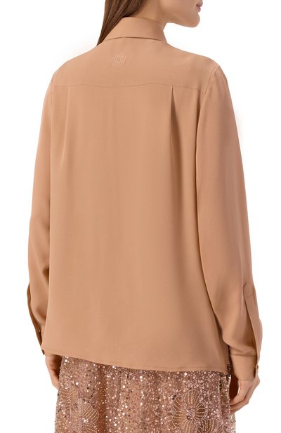 Шелковая блузка с отделкой пайетками ELIE SAAB, арт. SH111NRC26/TU024, фото 4