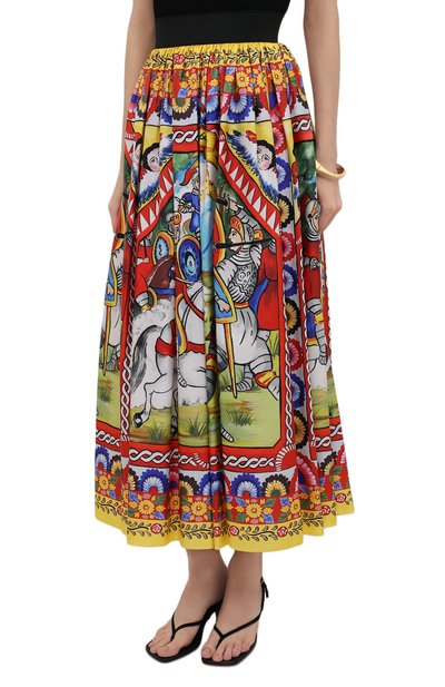 Шелковая юбка DOLCE & GABBANA разноцветного цвета по цене 115500 руб., арт. F4BU6T/GDS12, фото 3 Шелковая юбка DOLCE & GABBANA, арт. F4BU6T/GDS12, фото 3