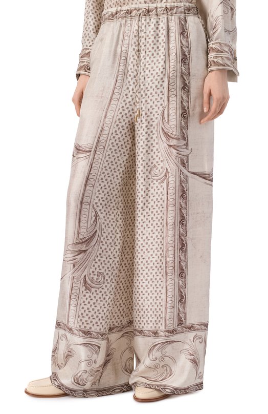 Шелковые брюки Max Mara MXMRIVE Кремовый  MXMRIVE Фото 3