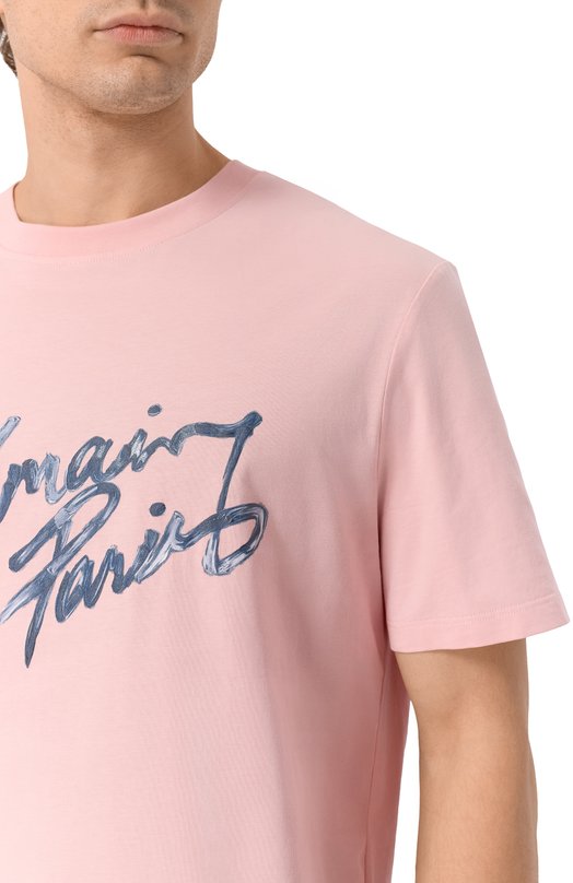 Хлопковая футболка Balmain GH1EG000/BD41 Розовый  GH1EG000/BD41 Фото 5