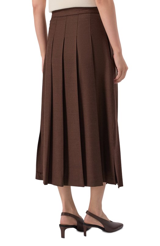 Шерстяная юбка-плиссе Weekend Max Mara FAST0S0 Коричневый  FAST0S0 Фото 4