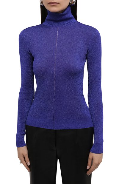 Водолазка из вискозы SAINT LAURENT синего цвета по цене 96050 руб., арт. 670517/Y75GK, фото 3 Водолазка из вискозы SAINT LAURENT, арт. 670517/Y75GK, фото 3