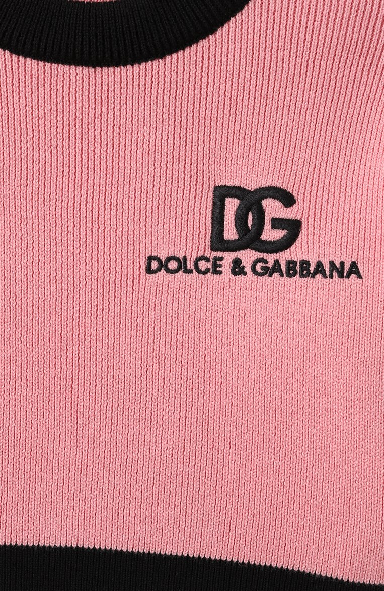 Детский пуловер из хлопка и кашемира DOLCE & GABBANA розового цвета, арт. L5KWK5/JFMLL/8-14 | Фото 3 (Драгоценные камни: Проставлено; Рукава: Длинные; Материал сплава: Проставлено; Девочки Кросс-КТ: Пуловер-одежда; Материал внешний: Хлопок; Ростовка одежда: 8 лет | 128 см, 13 - 15 лет | 158 см, 16 лет | 164 см, 10 - 11 лет | 140 - 146см)