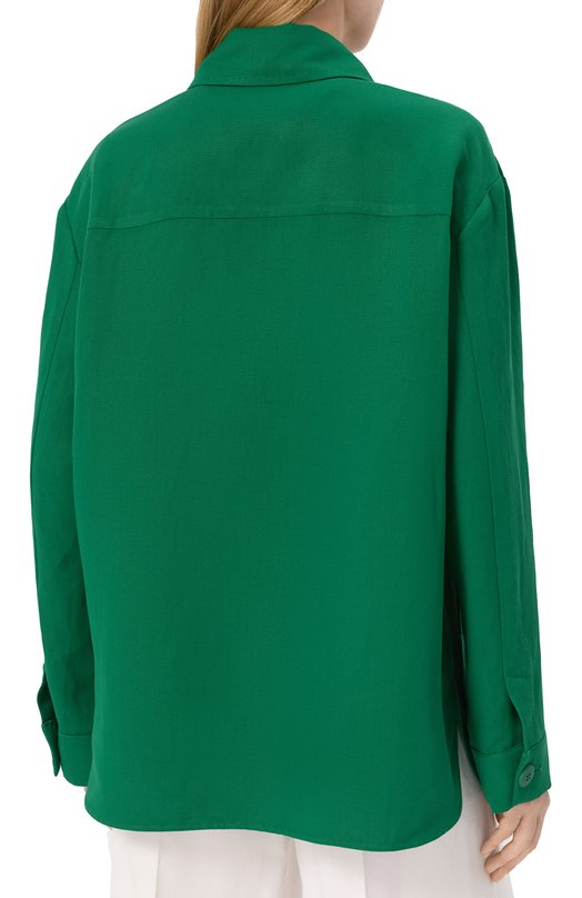 Рубашка из вискозы и льна Max Mara Studio LINCE Зелёный  LINCE Фото 4