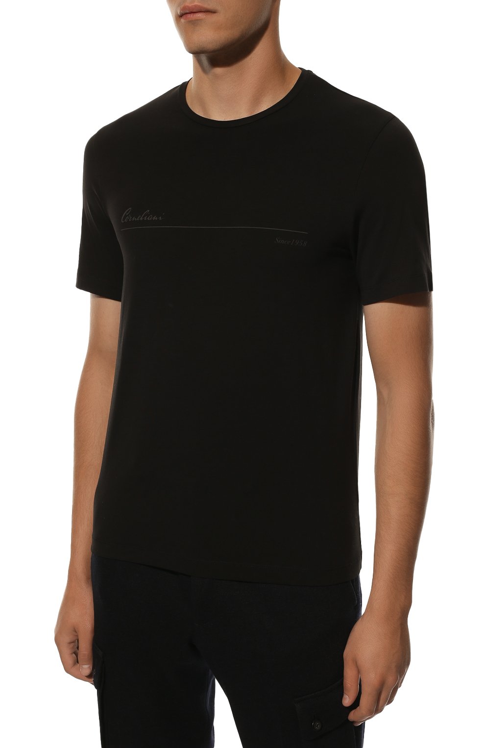 Хлопковая футболка CORNELIANI черного цвета по цене 18850 руб., арт. 90G574-2825031/00, фото 3 Хлопковая футболка CORNELIANI, арт. 90G574-2825031/00, фото 3