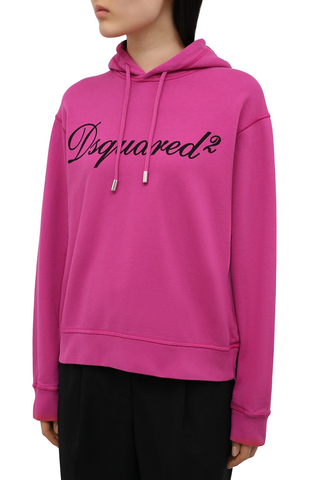 Хлопковое худи DSQUARED2 розового цвета по цене 37650 руб., арт. S72GU0317/S25462, фото 3 Хлопковое худи DSQUARED2, арт. S72GU0317/S25462, фото 3