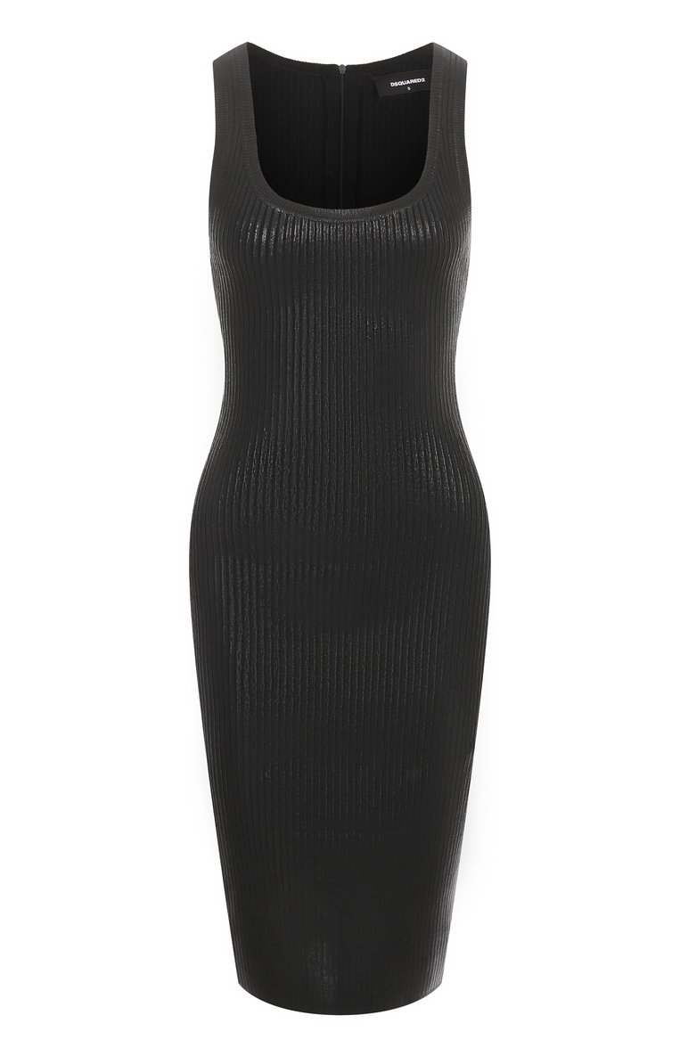 Женское платье из вискозы DSQUARED2 черного цвета, арт. S72CV0654/D13114 | Фото 1 (Материал внешний: Вискоза; Длина Ж (юбки, платья, шорты): До колена; Стили: Кэжуэл; Кросс-КТ: Трикотаж; Случай: Повседневный; Женское Кросс-КТ: Платье-одежда; Рукава: На бретелях; Автоматизация ТО: Проставлено; Автоматизация состава: Проставлено)
