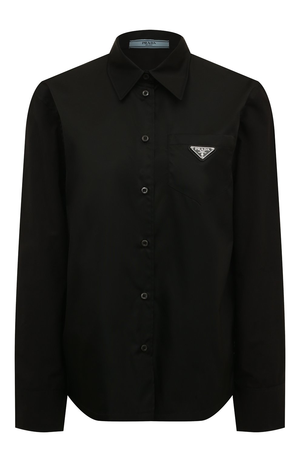 Хлопковая рубашка PRADA черного цвета по цене 105000 руб., арт. P408F-10UR-F0002-211, фото 1 Хлопковая рубашка PRADA, арт. P408F-10UR-F0002-211, фото 1