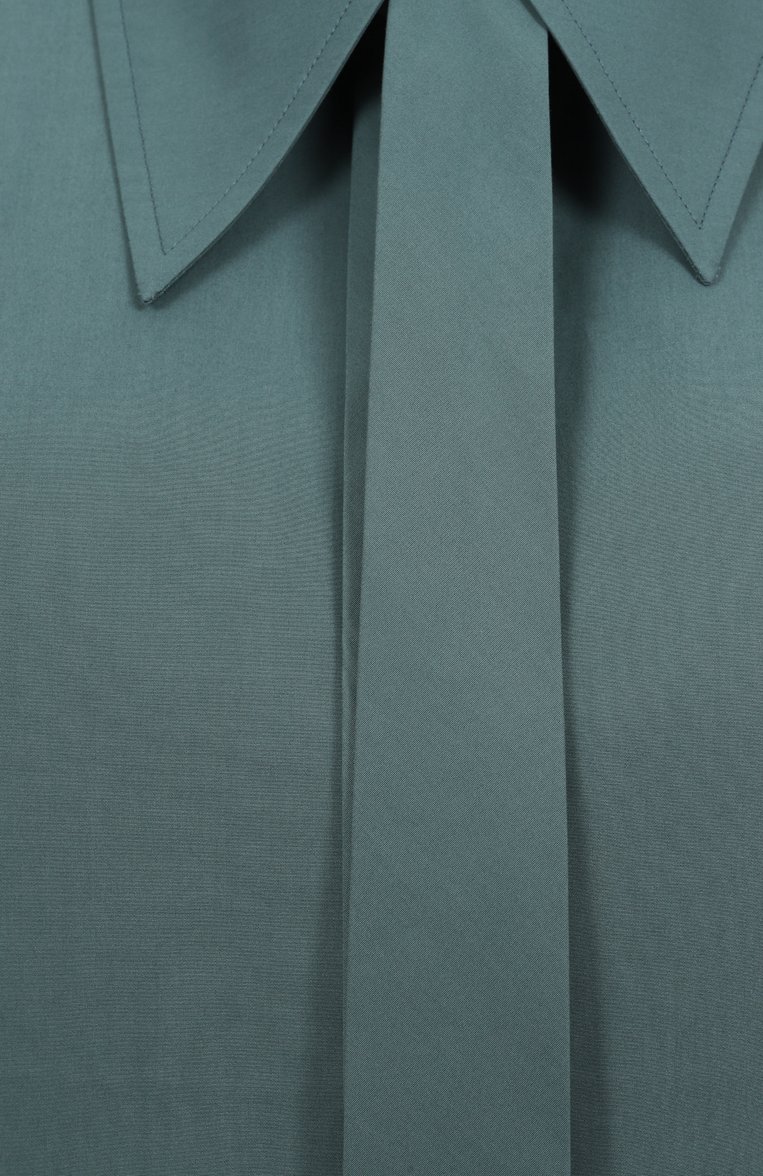 Женская хлопковая рубашка JIL SANDER бирюзового цвета, арт. J03DL0196-J45002 | Фото 6 (Длина (для топов): Удлиненные; Материал внешний: Хлопок; Рукава: Длинные; Автоматизация состава: Проставлено; Автоматизация ТО: Проставлено; Стили: Классический; Женское Кросс-КТ: Блуза-одежда; Принт: Без принта)